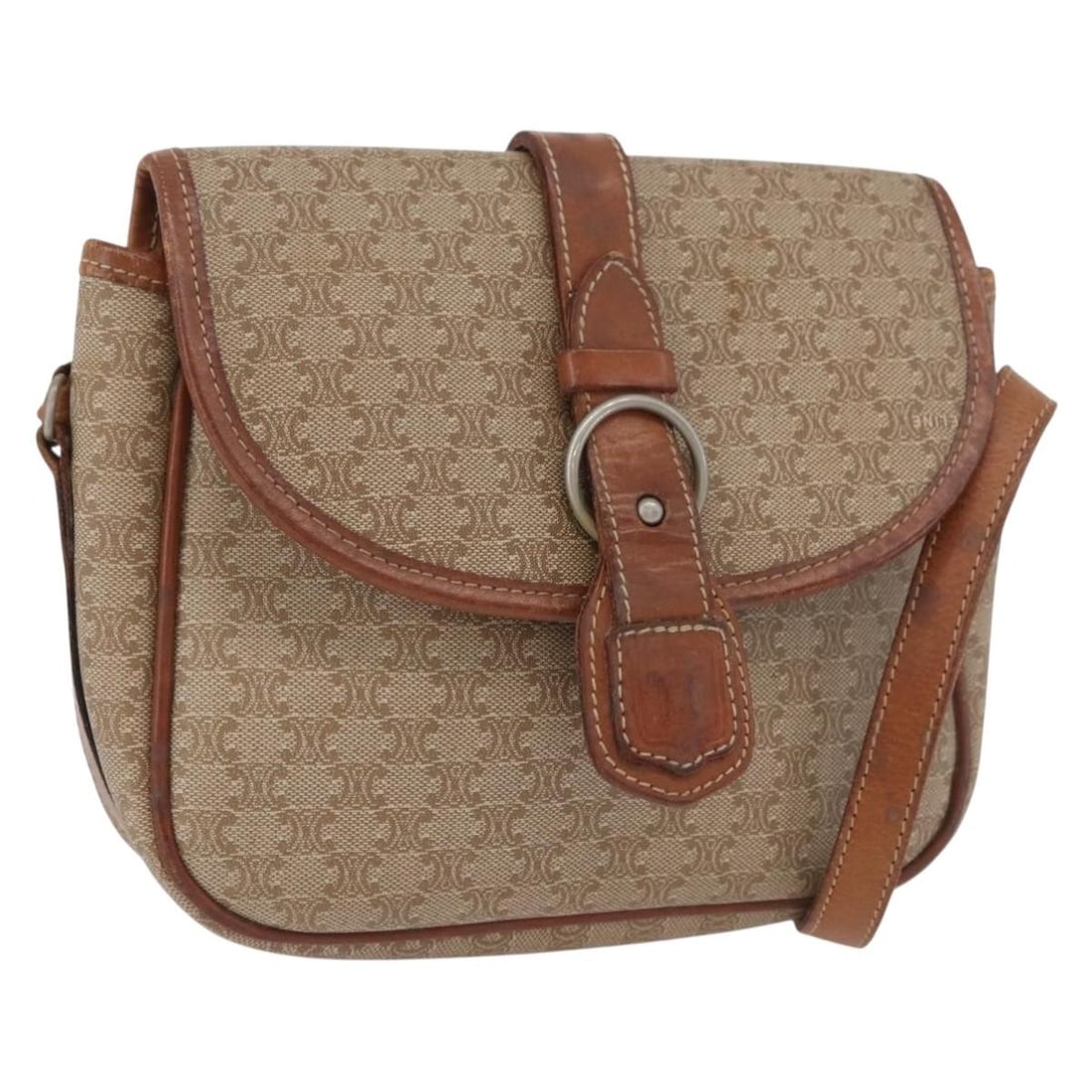 Celine Macadam Beige PVC Canvas Shoulder Purse Gold Tone Hardware: Celine Macadam Beige PVC Canvas Shoulder Purse Gold Tone Hardware This CELINE Macadam Canvas shoulder bag features a beige and gold color scheme with PVC leather and the iconic Macadam canvas. Designe