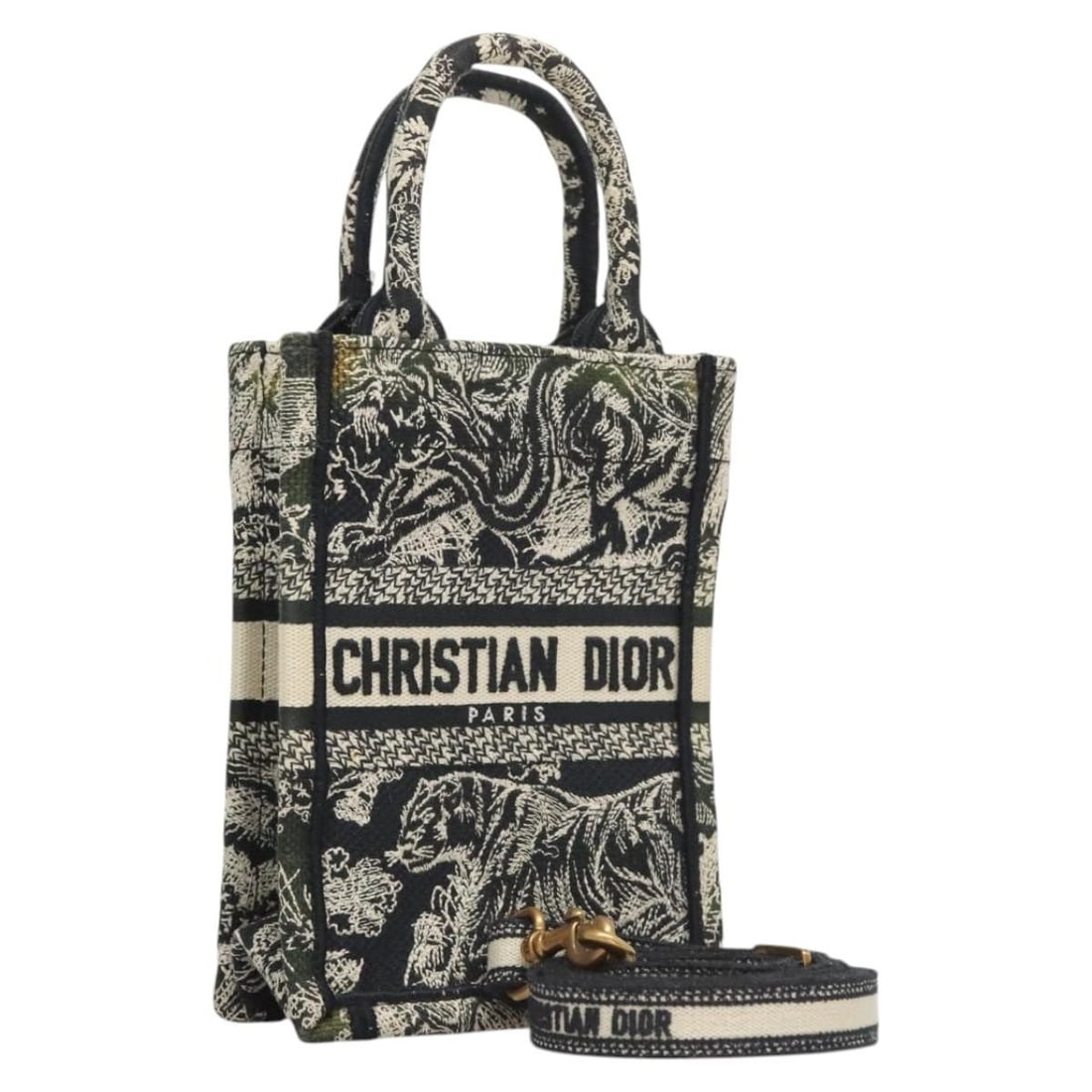 Christian Dior black canvas mini 2way handbag with shoulder strap: Christian Dior black canvas mini 2way handbag with shoulder strap A Christian Dior mini vertical handbag in black canvas with a 2-way design. It comes with a shoulder strap and was made in Italy. The 