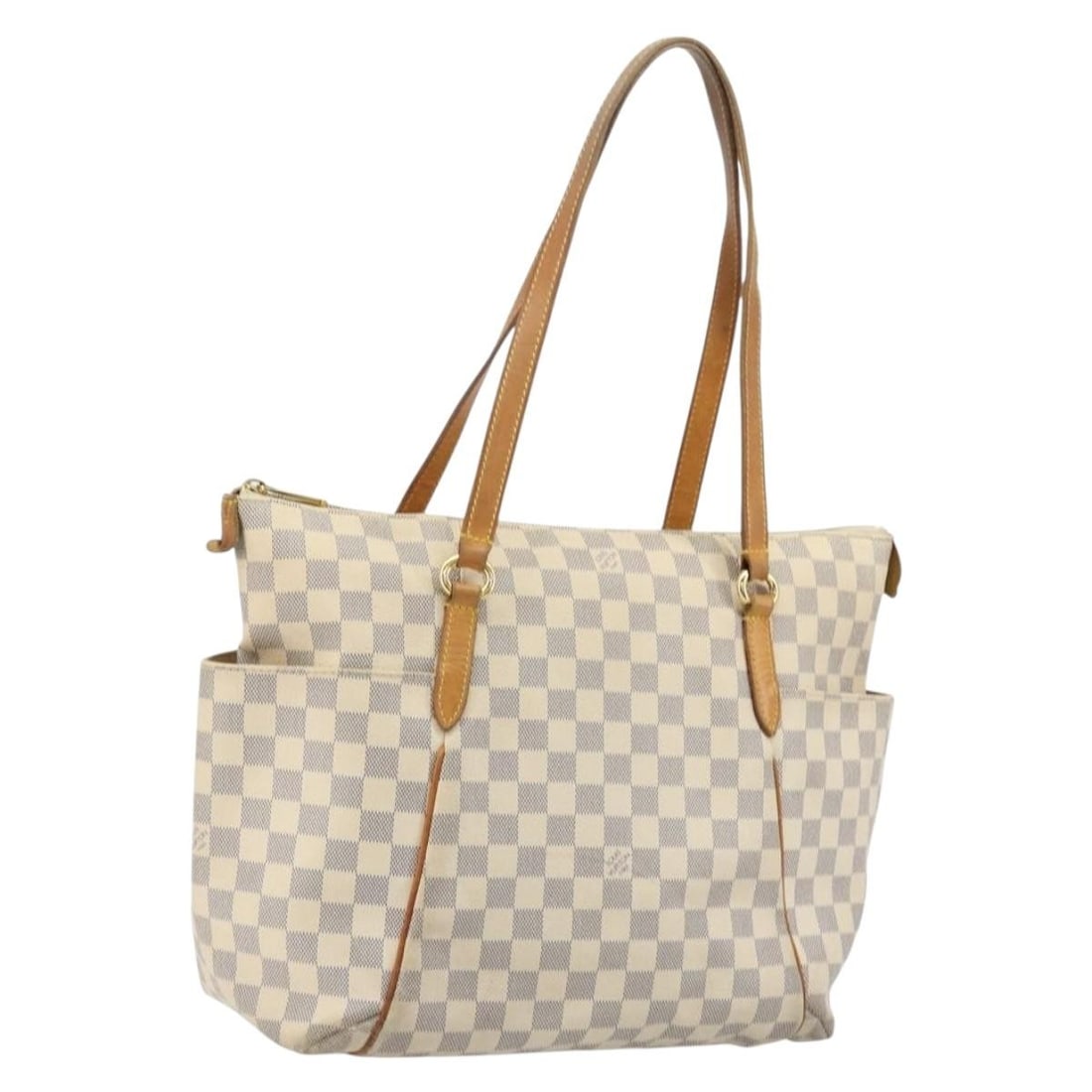 Louis Vuitton Totally MM Damier Azur Canvas Tote N51262: Louis Vuitton Totally MM Damier Azur Canvas Tote N51262 This Louis Vuitton Totally MM tote bag is crafted from Damier Azur canvas and made in France. It features a women's tote bag design with a shoul