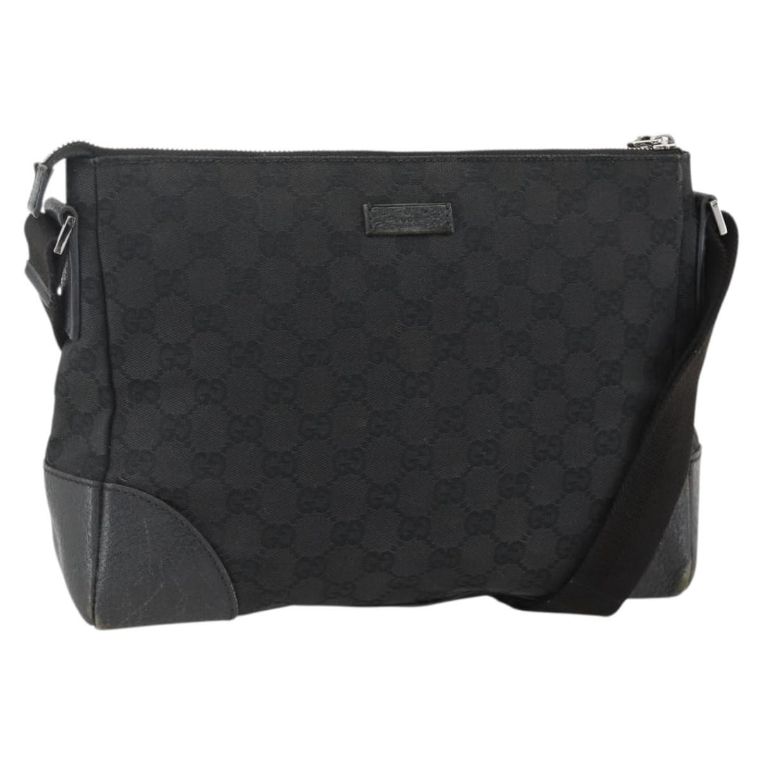 Gucci GG Canvas Black Silver Shoulder Bag 114273: Gucci GG Canvas Black Silver Shoulder Bag 114273 This is a GUCCI GG Canvas Shoulder Bag featuring a black and silver color scheme. Made in Italy, the bag is crafted from durable canvas with signature 