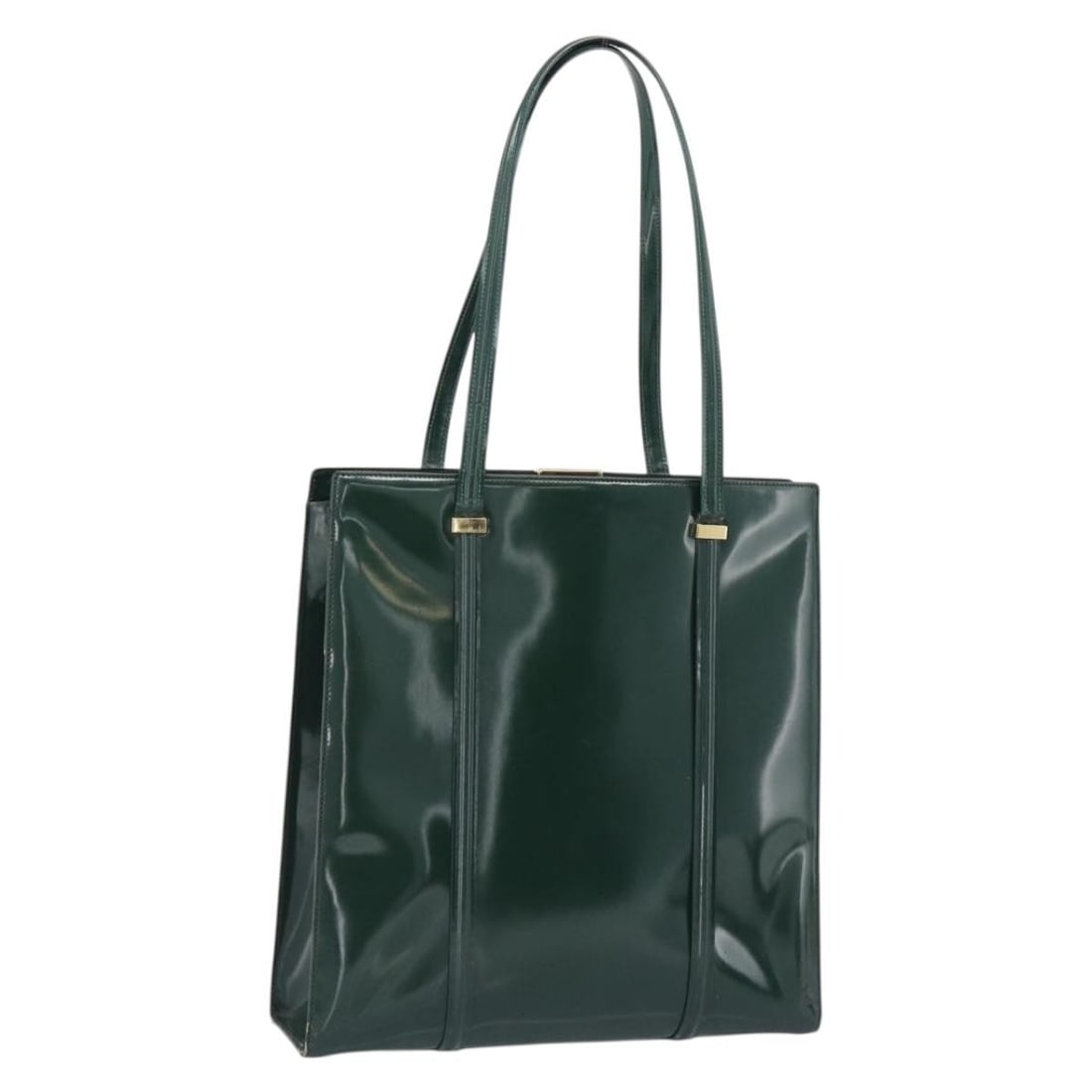 GUCCI 002 406 0425 Patent Leather Tote in Green Gold (1 of 18)
