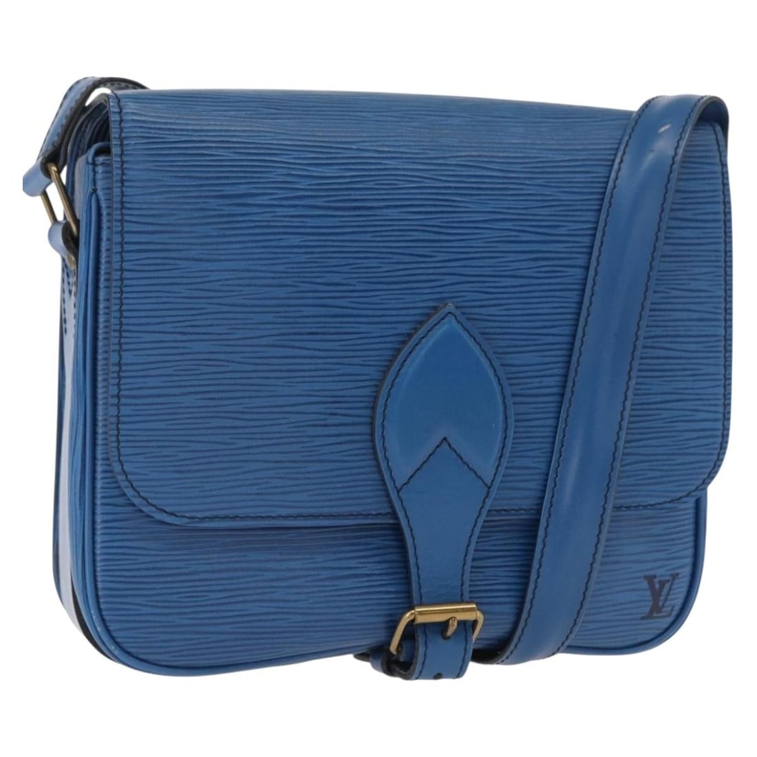 Louis Vuitton M52245 Cartouchiere MM Blue Epi Leather Shoulder Bag: Louis Vuitton M52245 Cartouchiere MM Blue Epi Leather Shoulder Bag Louis Vuitton Epi Cartouchiere MM shoulder bag in blue Epi leather, made in France. This women's bag measures approximately 22 cm wid