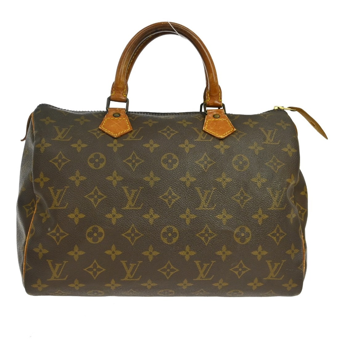 Louis Vuitton Speedy 30 Monogram Canvas Satchel M41526 VI8906: Louis Vuitton Speedy 30 Monogram Canvas Satchel M41526 VI8906 Vintage Louis Vuitton Speedy 30 handbag in Monogram canvas with leather double handles and a zip-top closure. This satchel-style bag featu