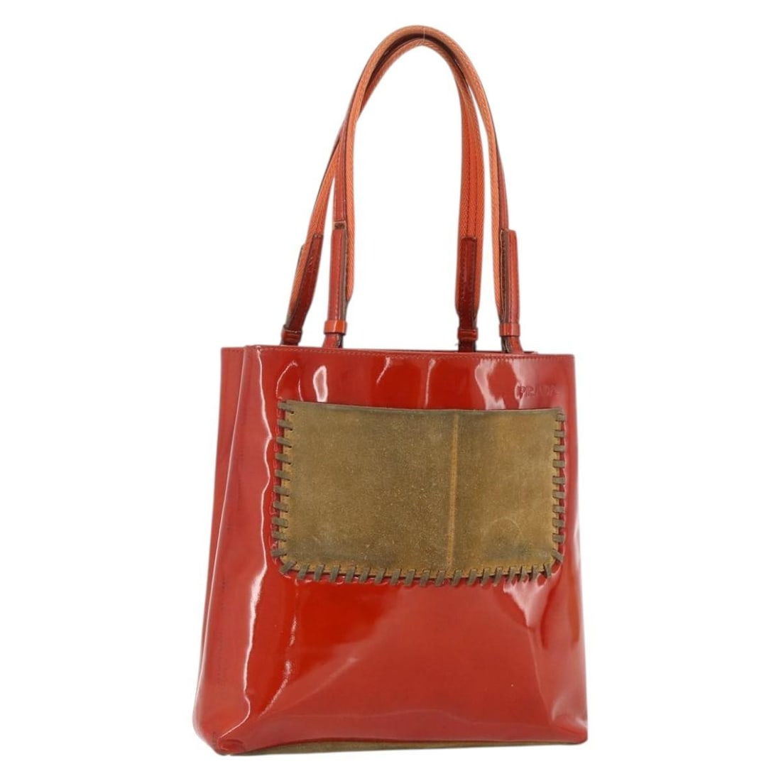 Prada red silver patent leather women tote bag Italy (1 of 18)