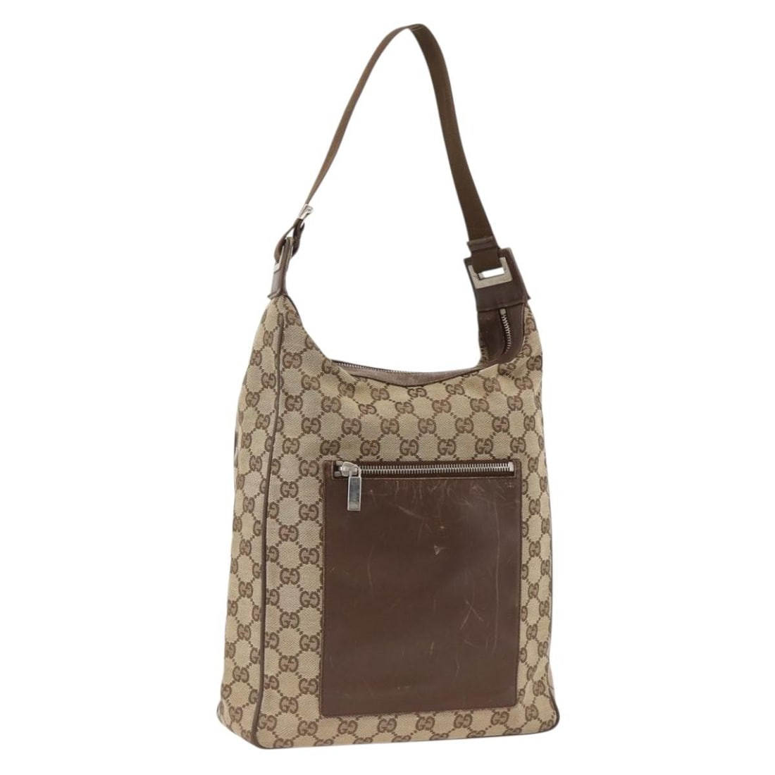 Gucci 019.0538 GG Canvas Shoulder Purse Beige Silver: Gucci 019.0538 GG Canvas Shoulder Purse Beige Silver Gucci shoulder bag in beige and silver GG canvas, made in Italy. This women's bag includes the item shown only; box and dust bag are not included. 