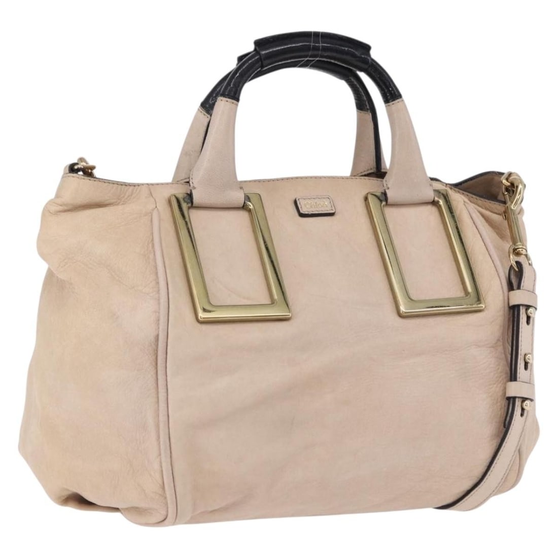 Chloe Etel 2way Leather Handbag Beige Gold with Shoulder Strap: Chloe Etel 2way Leather Handbag Beige Gold with Shoulder Strap Chloe Etel 2way hand bag in beige and gold leather, made in Hungary. It comes with a shoulder strap and features a hand bag style with a 
