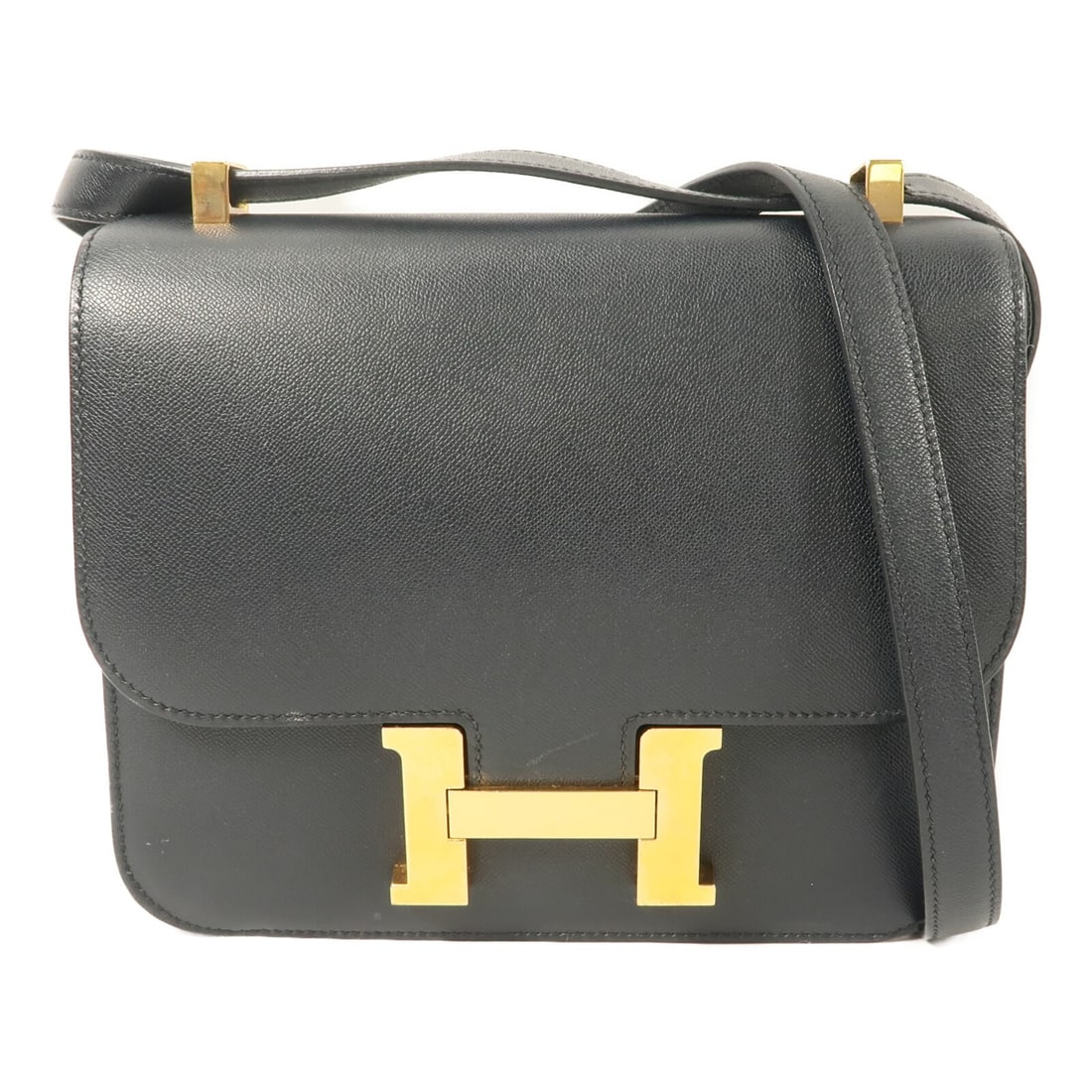 Hermes Constance 24 Epsom Calfskin Shoulder Bag Bleu Nuit GHW: Hermes Constance 24 Epsom Calfskin Shoulder Bag Bleu Nuit GHW Hermes Constance 24 shoulder bag in Bleu Nuit navy Epsom leather with calfskin (cowhide) details. Made in France, this regular-size women'