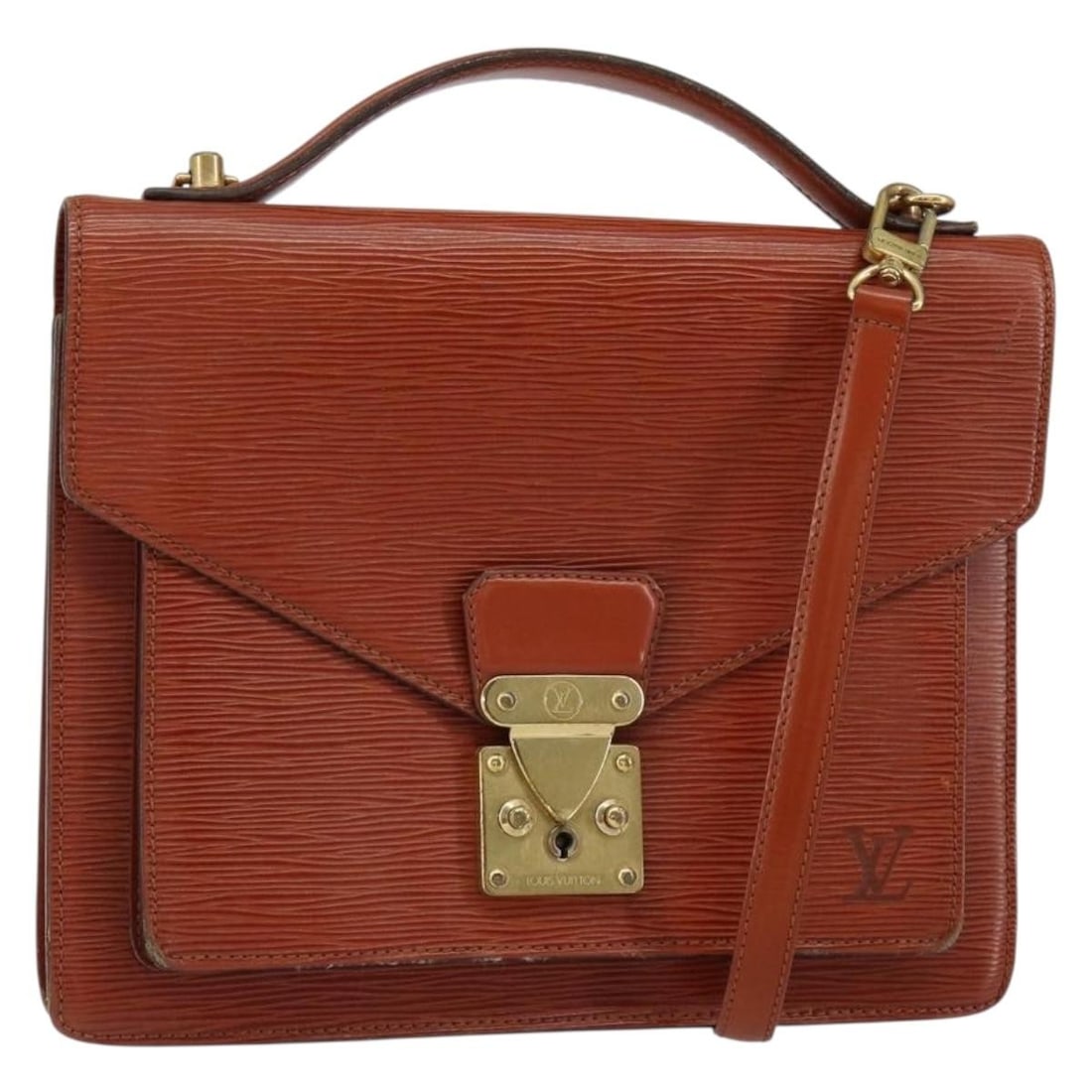 Louis Vuitton Monceau 28 Brown Epi Leather Handbag M52123: Louis Vuitton Monceau 28 Brown Epi Leather Handbag M52123 Louis Vuitton Epi Monceau 28 hand bag in brown Epi leather, made in France. It comes with a shoulder strap and is identified by product no. M5