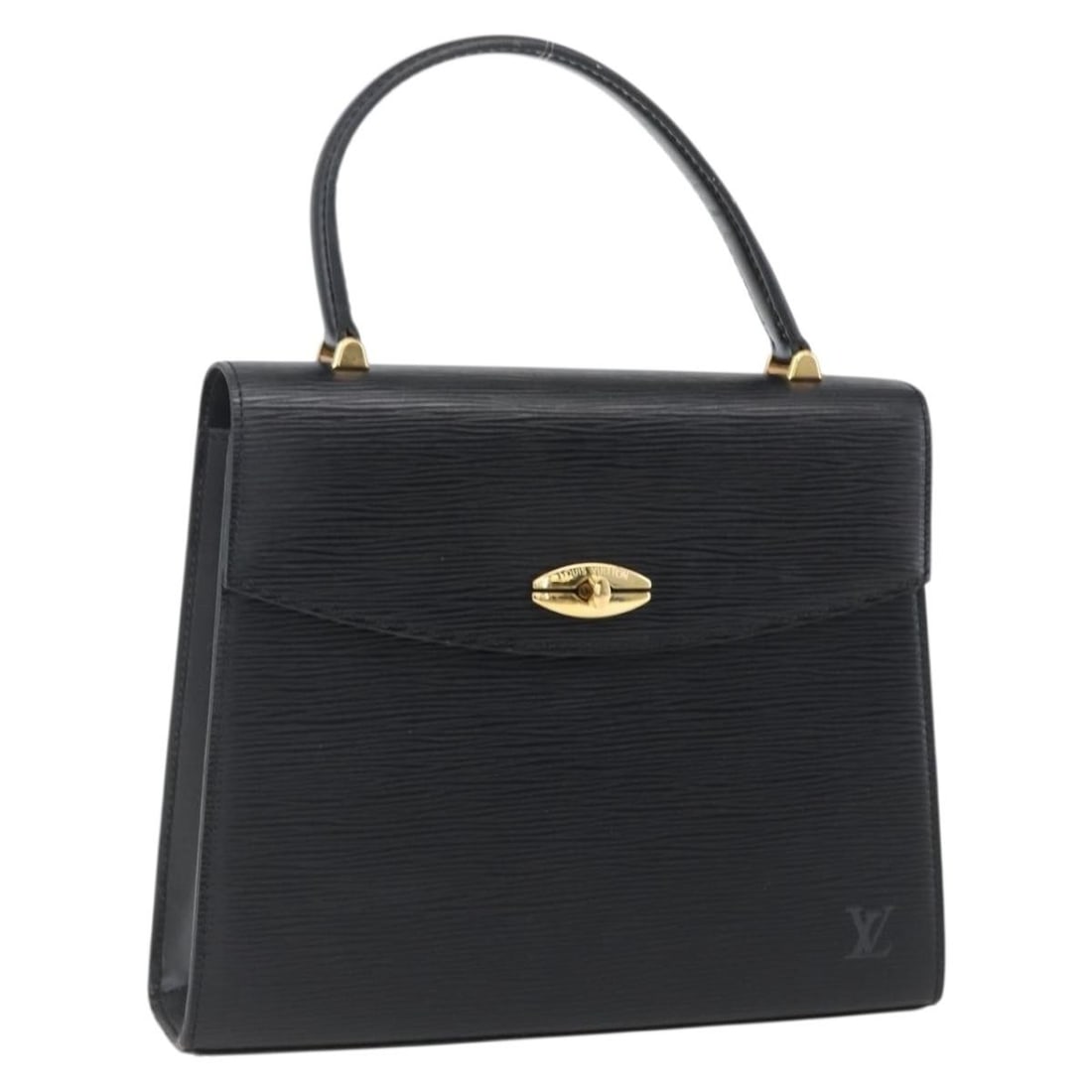 Black Epi Leather Malesherbes Handbag by Louis Vuitton M52372: Black Epi Leather Malesherbes Handbag by Louis Vuitton M52372 This Louis Vuitton Malesherbes handbag is crafted from black Epi leather and features a structured silhouette. The bag is made in France a