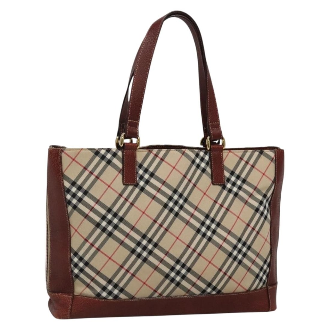 Burberry Blue Label Nova Check Canvas Tote Beige Gold Japan: Burberry Blue Label Nova Check Canvas Tote Beige Gold Japan Burberry Nova Check Blue Label tote bag in beige and gold, made of canvas and crafted in Japan. This pre-owned bag features a tote bag style