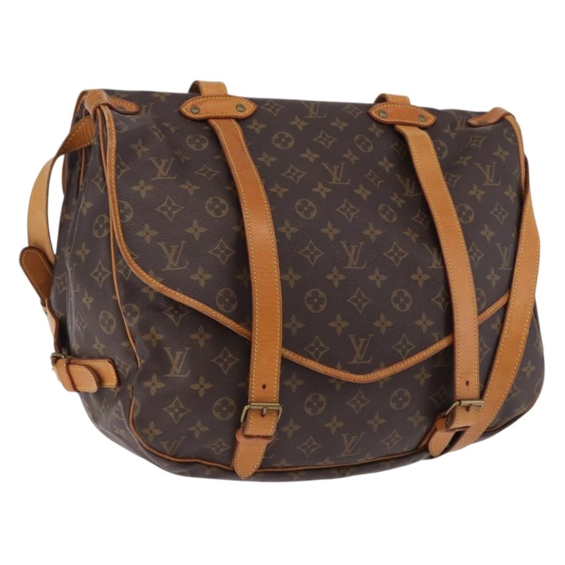 Louis Vuitton M42252 Saumur 43 Monogram Canvas Shoulder Bag: Louis Vuitton M42252 Saumur 43 Monogram Canvas Shoulder Bag Louis Vuitton Monogram Saumur 43 shoulder bag in Monogram Canvas, made in France. This pre-owned bag is presented in heavily used condition 