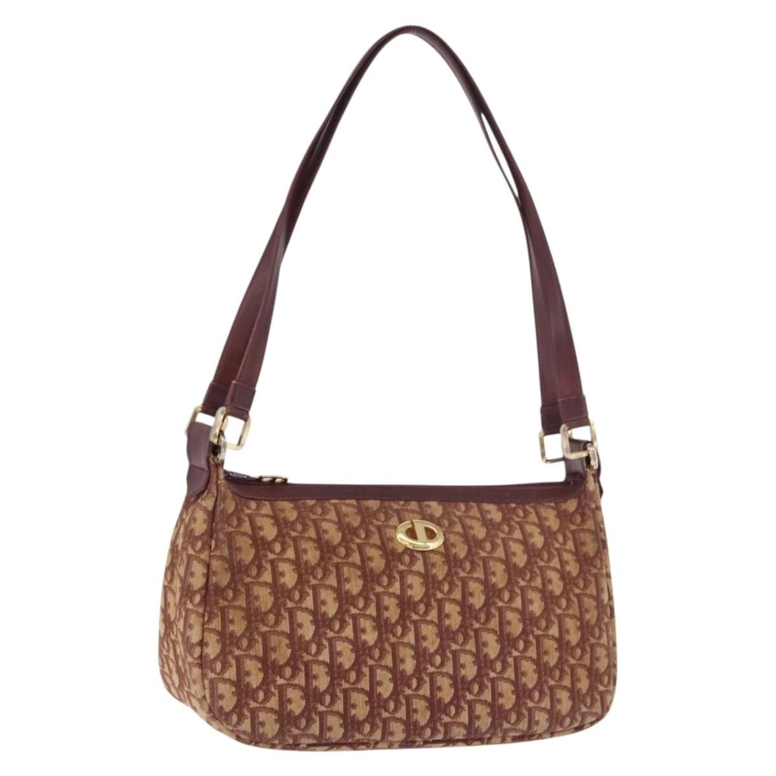 Christian Dior Trotter red canvas shoulder bag gold tone: Christian Dior Trotter red canvas shoulder bag gold tone Christian Dior shoulder bag in red and gold Trotter canvas, made in France. The bag measures approximately 30 cm W x 18 cm H x 12 cm D, with an