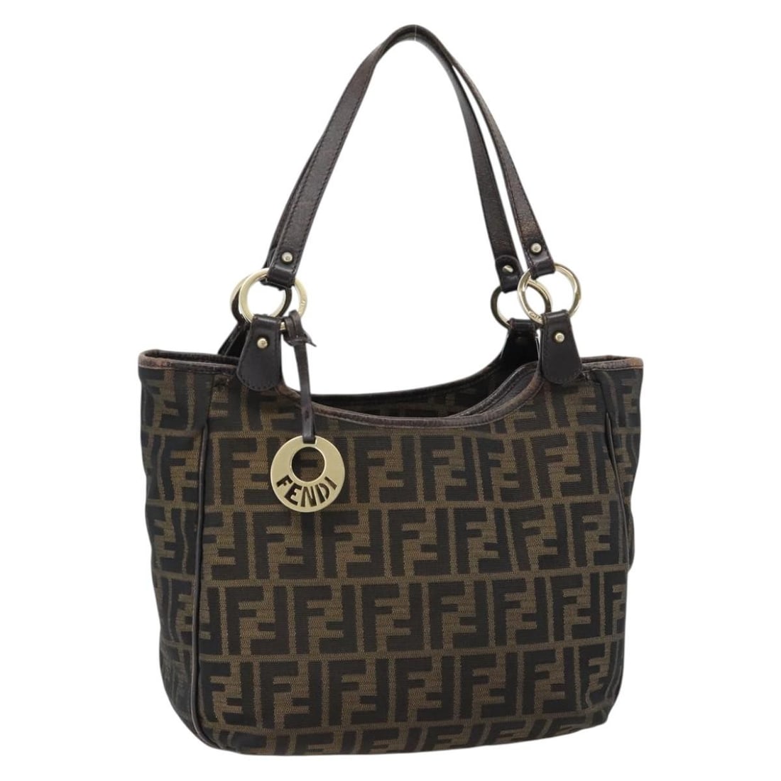 Fendi Zucca Canvas Black Brown Shoulder Bag Italy: Fendi Zucca Canvas Black Brown Shoulder Bag Italy This FENDI Zucca Canvas shoulder bag features the iconic black and brown Zucca pattern and is designed for women. Crafted in Italy, it offers a classi
