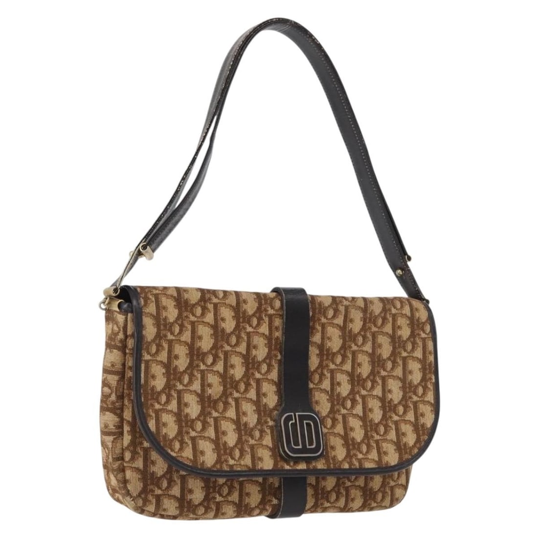 Christian Dior Trotter shoulder bag in brown and gold canvas: Christian Dior Trotter shoulder bag in brown and gold canvas Authentic Christian Dior shoulder bag in brown and gold Trotter canvas. This women's bag was made in France and includes only the item show