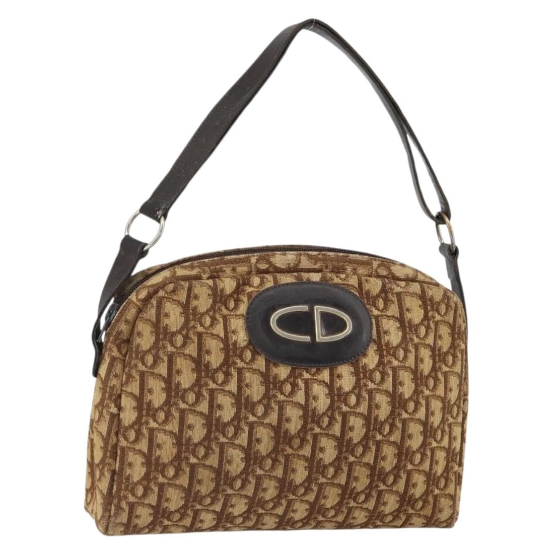Christian Dior Trotter Shoulder Bag Brown Gold Canvas France: Christian Dior Trotter Shoulder Bag Brown Gold Canvas France A Christian Dior shoulder bag in brown and gold Trotter canvas, made in France. The bag measures approximately W25 x H15 x D6 cm, with a sh