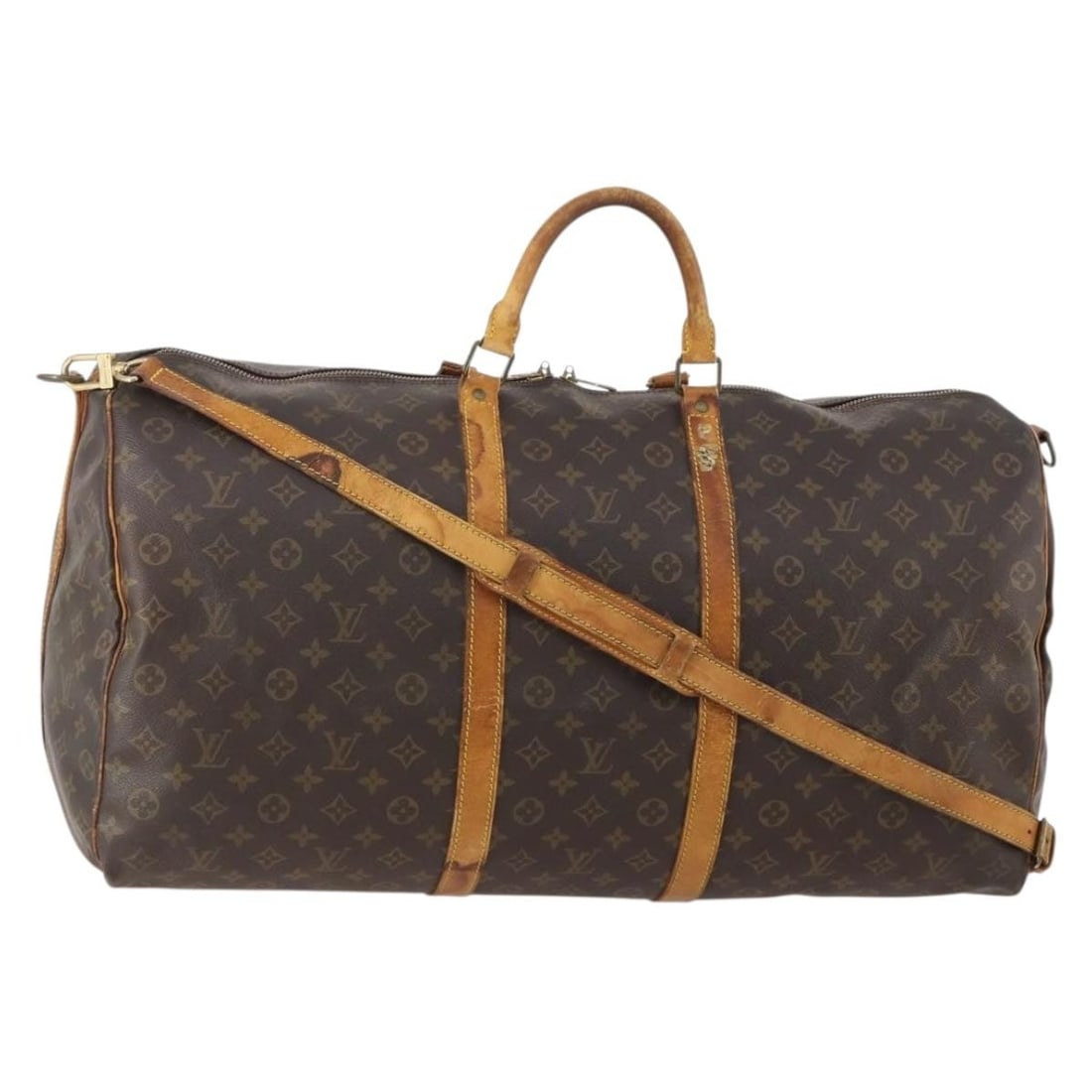Louis Vuitton M41412 Keepall Bandouliere 60 Monogram Canvas Boston Bag: Louis Vuitton M41412 Keepall Bandouliere 60 Monogram Canvas Boston Bag Louis Vuitton Keepall Bandouliere 60 Boston bag in Monogram canvas with a detachable shoulder strap. This heavily used bag shows 