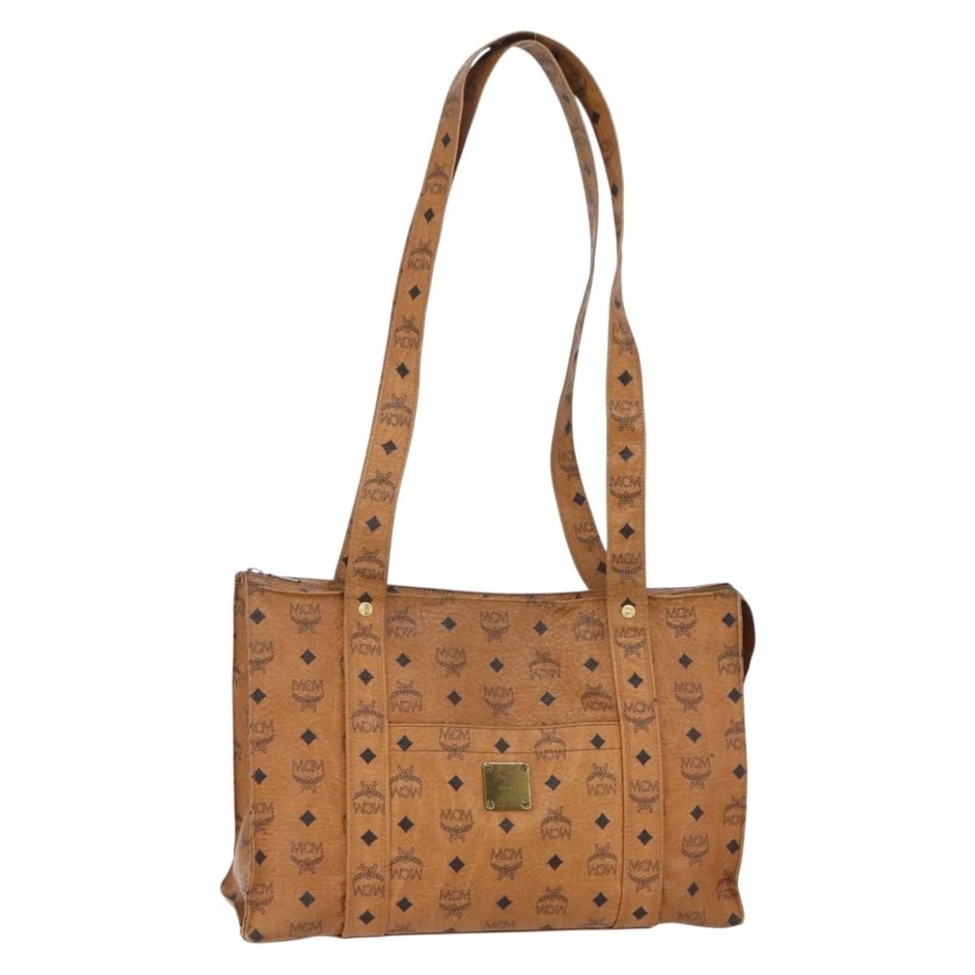 MCM Logogram Vicetos Tote Bag Brown Gold PVC Leather Auth 150113: MCM Logogram Vicetos Tote Bag Brown Gold PVC Leather Auth 150113 Introducing the MCM Logogram Vicetos Tote Bag, a stylish accessory that combines function and fashion. This tote bag is crafted from du