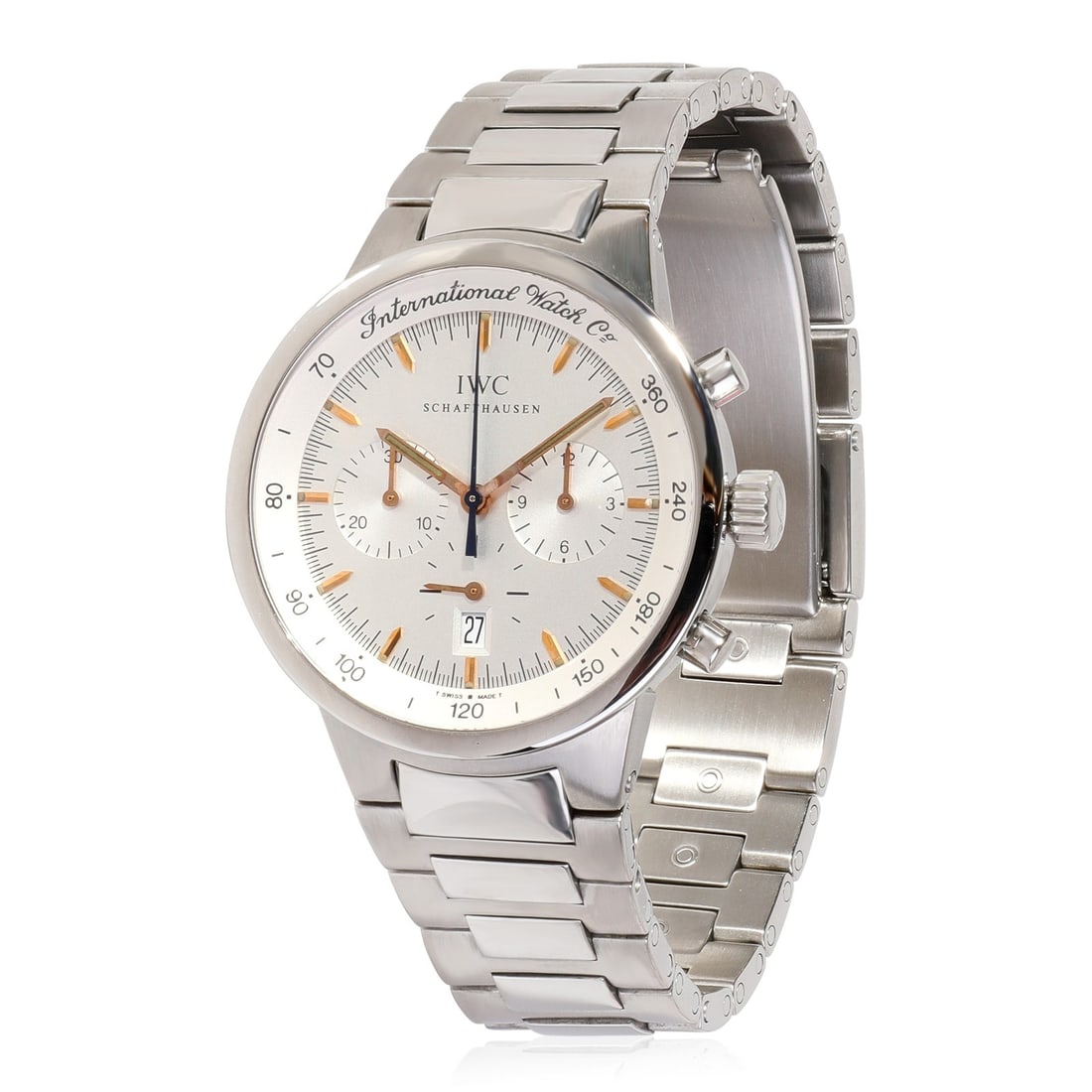 Stainless Steel 36.5mm IWC GST IW372703 Swiss Men's Quartz Wristwatch: Stainless Steel 36.5mm IWC GST IW372703 Swiss Men's Quartz Wristwatch This IWC GST IW372703 men's wristwatch features a stainless steel case and band with a smooth bezel and stick indices. The round s