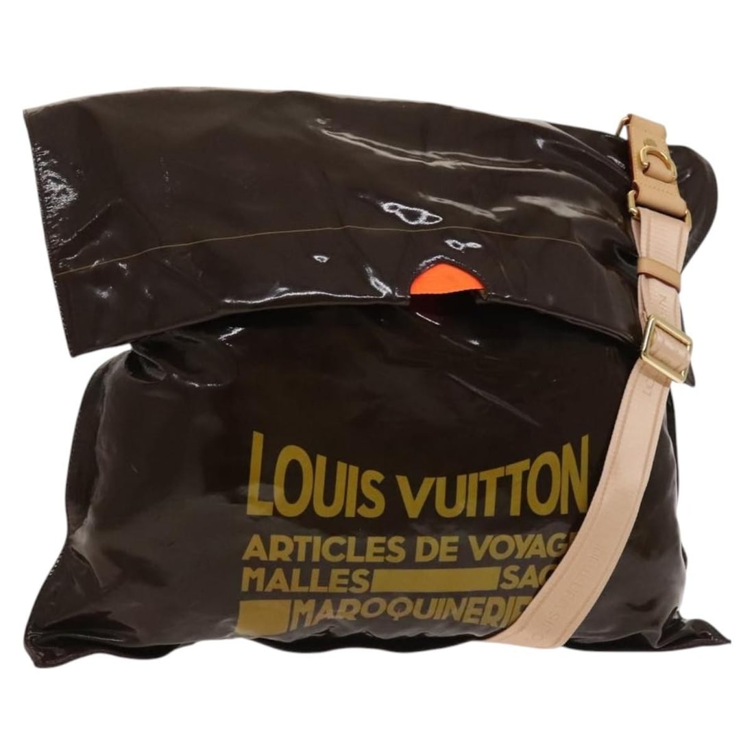 Louis Vuitton M93188 Buzas Brown Enamel Shoulder Bag: Louis Vuitton M93188 Buzas Brown Enamel Shoulder Bag Louis Vuitton Spring 2010 Collection Buzas shoulder bag in brown enamel, made in Italy. The bag measures approximately 49 cm wide by 60 cm high and