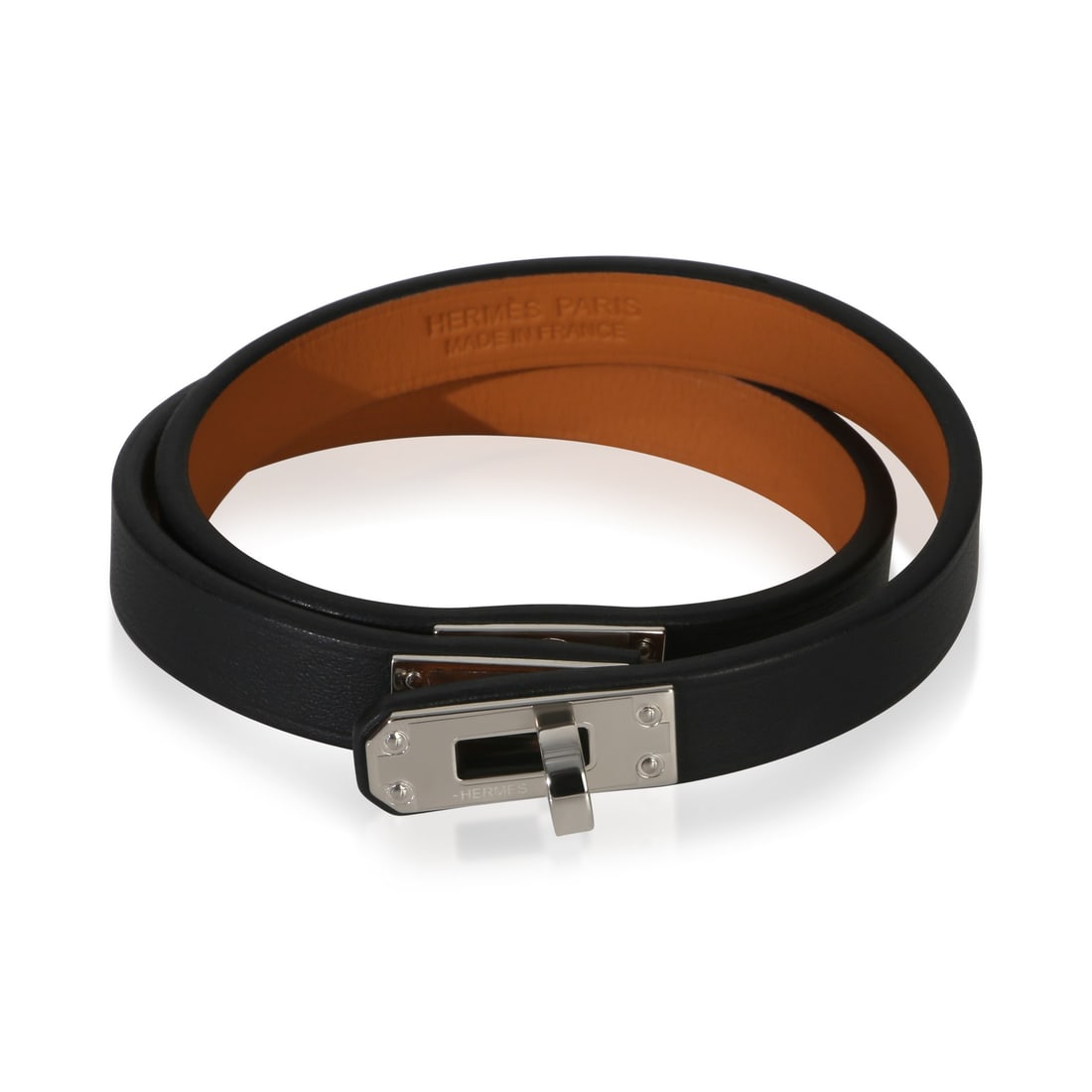 Hermes Kelly Double Tour palladium plated bracelet with box and pouch: Hermes Kelly Double Tour palladium plated bracelet with box and pouch This Hermes Kelly Double Tour Bracelet features a sleek, palladium-plated design and is part of the Kelly Double Tour collection. 