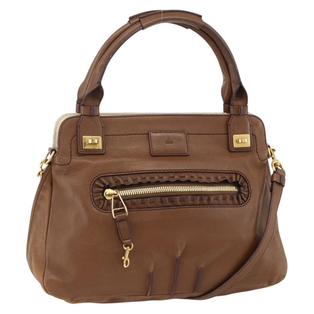 Chloe Margaret Brown Leather Handbag with Shoulder Strap and Guarantee Card: Chloe Margaret Brown Leather Handbag with Shoulder Strap and Guarantee Card This Chloe Margaret 2-way handbag is crafted from brown and gold leather and designed for versatile use as both a handbag an