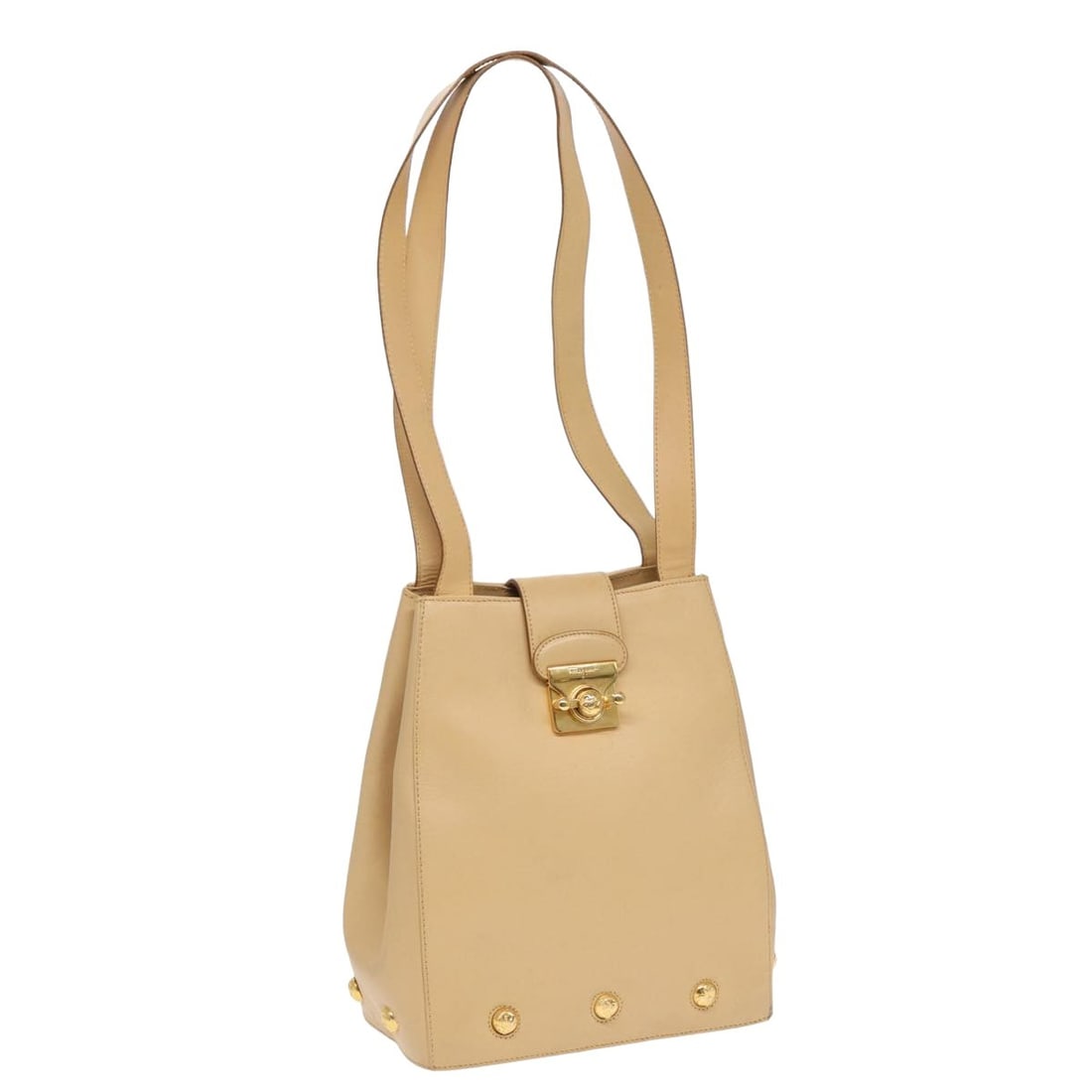 Beige Leather Shoulder Bag by Salvatore Ferragamo Made in Italy: Beige Leather Shoulder Bag by Salvatore Ferragamo Made in Italy Salvatore Ferragamo shoulder bag in beige leather, made in Italy. This women's bag is offered without the original box or dust bag; only