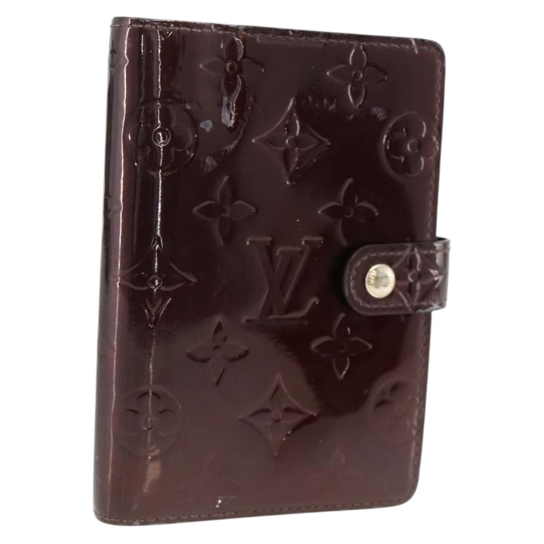 Louis Vuitton Vernis Rouge Favist Patent Leather PM Agenda Cover R21072: Louis Vuitton Vernis Rouge Favist Patent Leather PM Agenda Cover R21072 This is a Louis Vuitton Vernis Agenda PM day planner cover in Rouge Favist patent leather. The planner features a compact design