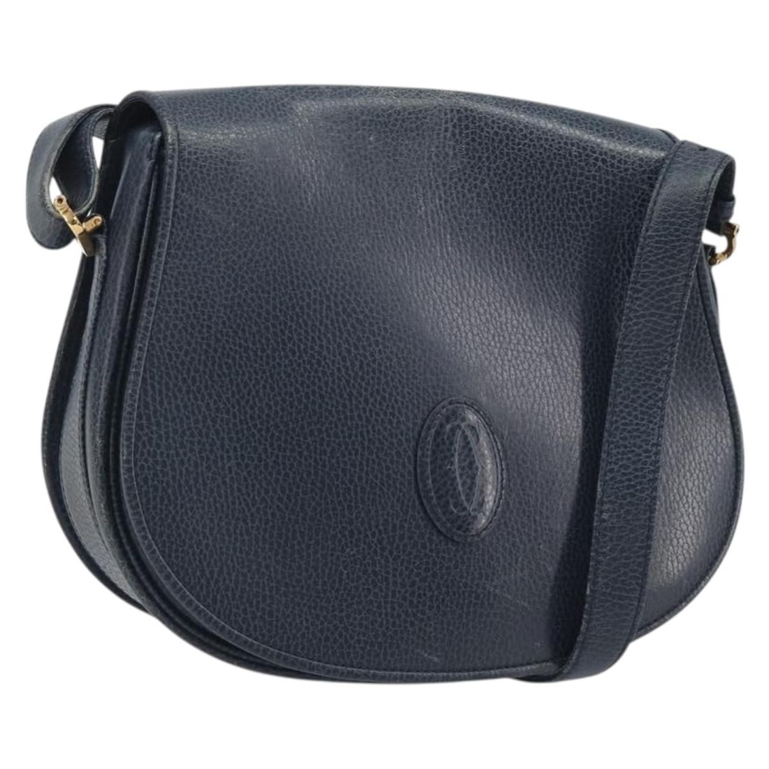 Cartier Must Line Blue Leather Shoulder Bag with Dust Bag: Cartier Must Line Blue Leather Shoulder Bag with Dust Bag Cartier Must Line shoulder bag in leather with a blue and gold color scheme. It is a women's shoulder bag made in Italy and comes with a dust 