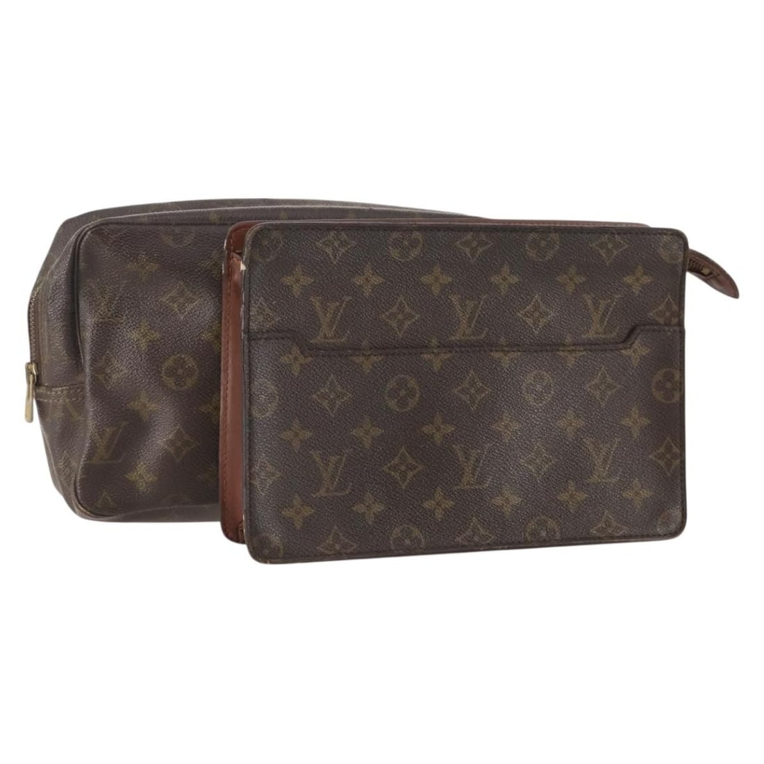 Set of 2 Louis Vuitton Monogram Canvas Women's Clutch Bags France: Set of 2 Louis Vuitton Monogram Canvas Women's Clutch Bags France Louis Vuitton monogram clutch bag 2-set in monogram canvas, made in France. This special bundle offer is described as heavily used and