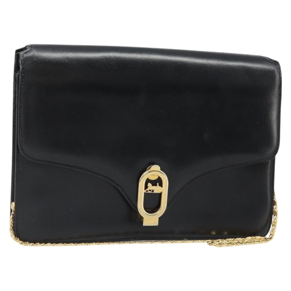CELINE black leather shoulder bag with chain strap dust bag: CELINE black leather shoulder bag with chain strap dust bag CELINE shoulder bag in black and gold leather, made in Italy. It features a chain shoulder strap with an approximate 11.0 inch (28 cm) drop 