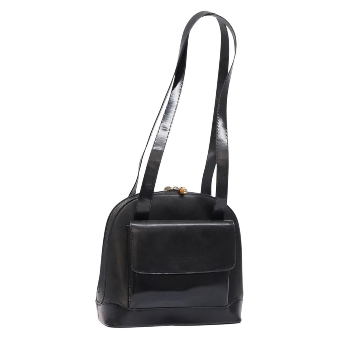 GUCCI 001 3444 1650 Black Gold Leather Shoulder Bag Authentic: GUCCI 001 3444 1650 Black Gold Leather Shoulder Bag Authentic This authentic GUCCI shoulder bag exemplifies Italian craftsmanship with its luxurious black leather exterior accented by gold details. De
