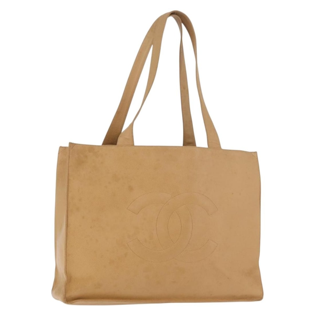 CHANEL Caviar Skin Tote Handbag Beige with Gold CC: CHANEL Caviar Skin Tote Handbag Beige with Gold CC CHANEL tote bag in beige caviar skin with gold-tone exterior details. Made in France, this women's bag measures approximately 41 cm wide, 31 cm high,