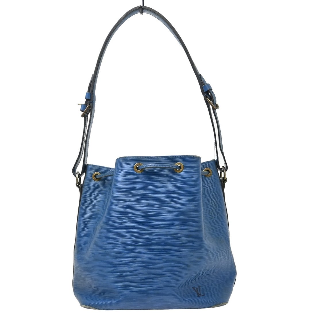 Louis Vuitton Petit Noe Blue Epi Leather Drawstring Shoulder Bag M44105: Louis Vuitton Petit Noe Blue Epi Leather Drawstring Shoulder Bag M44105 Vintage Louis Vuitton Petite Noe shoulder bag in blue Epi leather with a drawstring closure and adjustable shoulder strap. The b