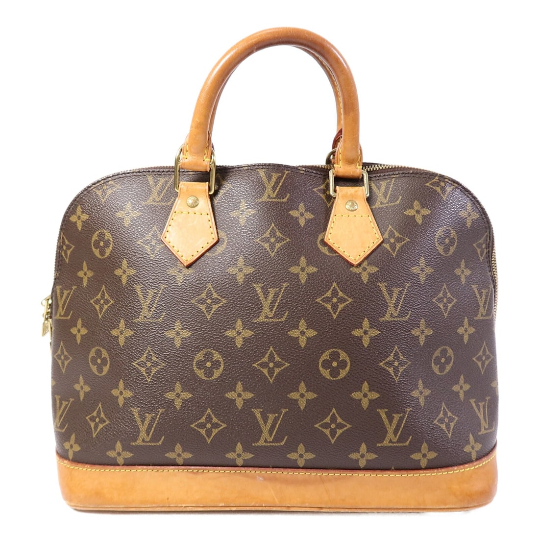Louis Vuitton Alma M51130 Monogram Handbag Brown Gold Tone: Louis Vuitton Alma M51130 Monogram Handbag Brown Gold Tone Louis Vuitton Alma handbag in brown Monogram and PVC coated canvas. This women's regular-size handbag features gold-tone hardware, a brown fr