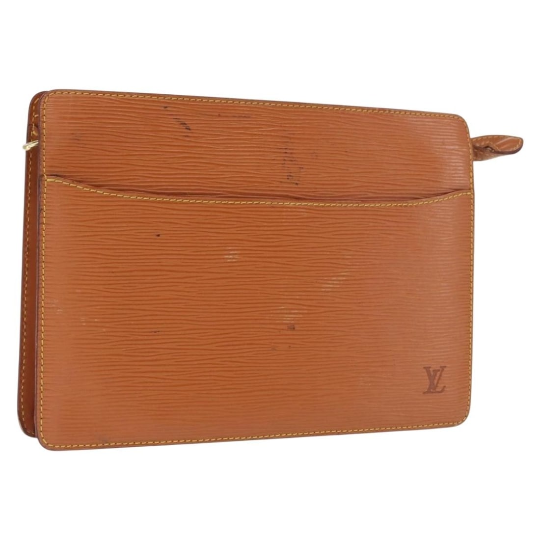Louis Vuitton Epi Leather Pochette Homme Clutch Brown Zipangu Gold M52528: Louis Vuitton Epi Leather Pochette Homme Clutch Brown Zipangu Gold M52528 This is a LOUIS VUITTON Epi Pochette Homme clutch bag in brown and Zipangu gold. Crafted from durable Epi leather, this clutch