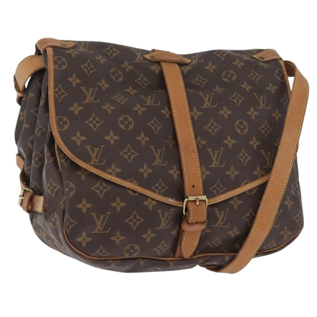 Louis Vuitton Saumur 35 Monogram Canvas Shoulder Bag M42254 France: Louis Vuitton Saumur 35 Monogram Canvas Shoulder Bag M42254 France This Louis Vuitton Saumur 35 shoulder bag features the iconic monogram canvas exterior with a classic saddle silhouette. Designed for