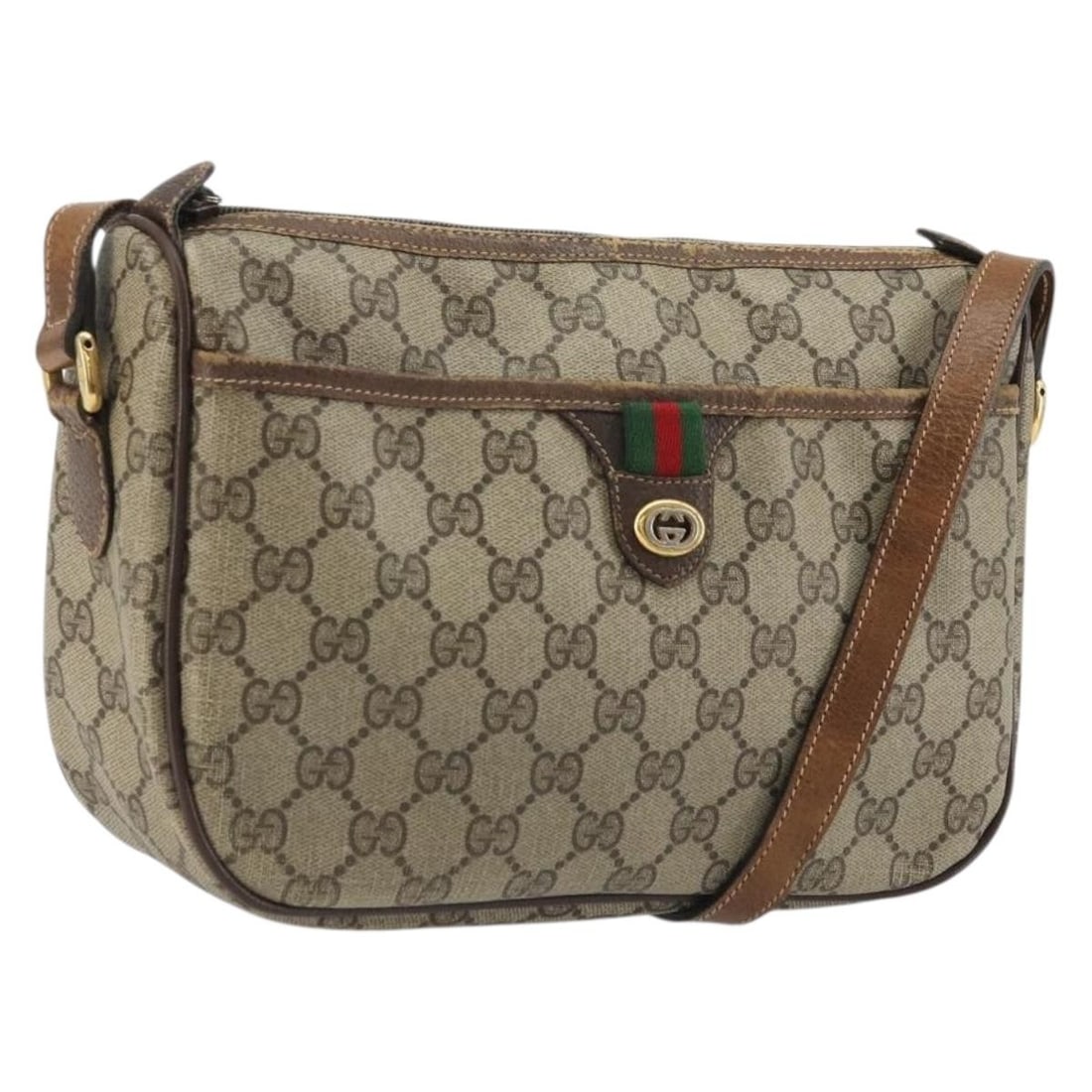 Gucci 89 02 077 Shoulder Bag GG Supreme Web Beige Gold PVC: Gucci 89 02 077 Shoulder Bag GG Supreme Web Beige Gold PVC Gucci Sherry Line shoulder bag in beige and gold PVC leather and GG canvas, made in Italy. It features a shoulder strap with an approximate d