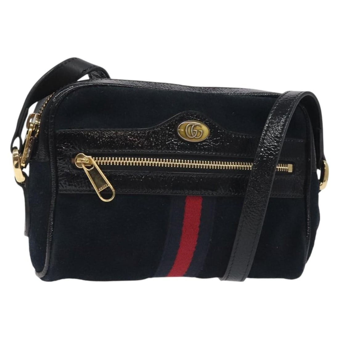 Gucci 517350 Ophidia Sherry Line Suede Shoulder Bag Navy Gold: Gucci 517350 Ophidia Sherry Line Suede Shoulder Bag Navy Gold Gucci Ofdea Sherry Line shoulder bag in navy suede with gold-tone details. The bag is made in Italy and comes in heavily used condition wi