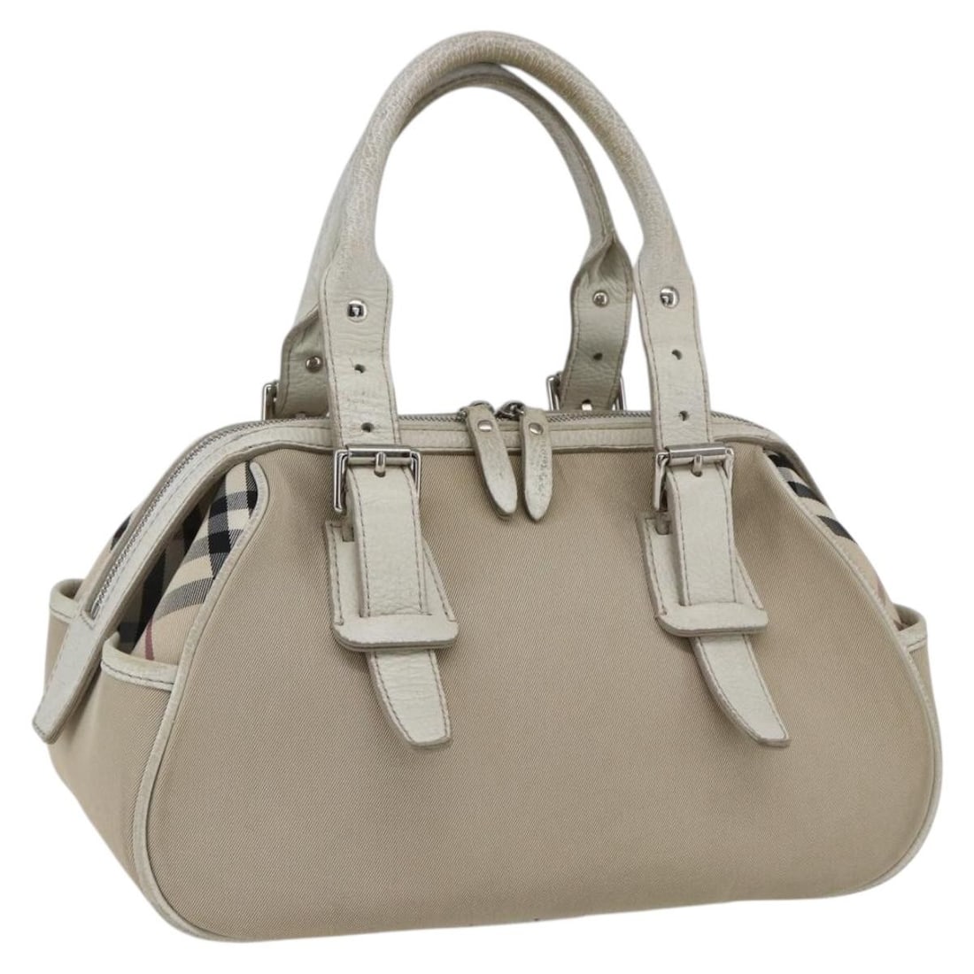 Burberry Nova Check Beige Canvas Women's Handbag with Silver Accents (1 of 18)