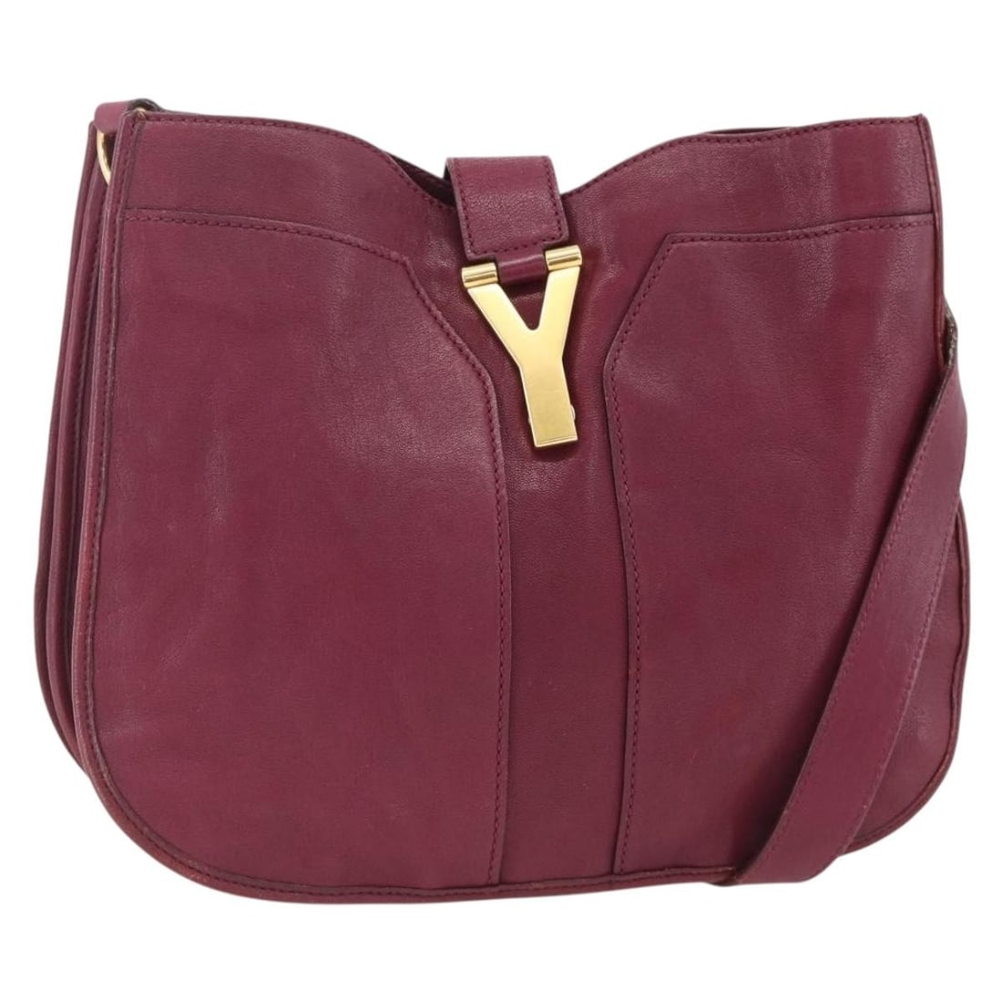 Saint Laurent 291204 Purple Leather Shoulder Bag Gold Tone: Saint Laurent 291204 Purple Leather Shoulder Bag Gold Tone A Saint Laurent shoulder bag in purple and gold leather, made in Italy. It features a shoulder strap with an approximate drop of 53 to 58 cm 