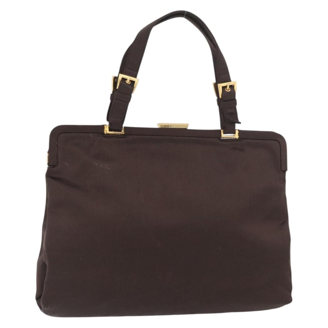 Prada Brown Gold Satin Tote Bag Made in Italy: Prada Brown Gold Satin Tote Bag Made in Italy This Prada tote bag is crafted in satin with a brown and gold color combination. It is made in Italy and presented in a tote bag style. The item shows hea