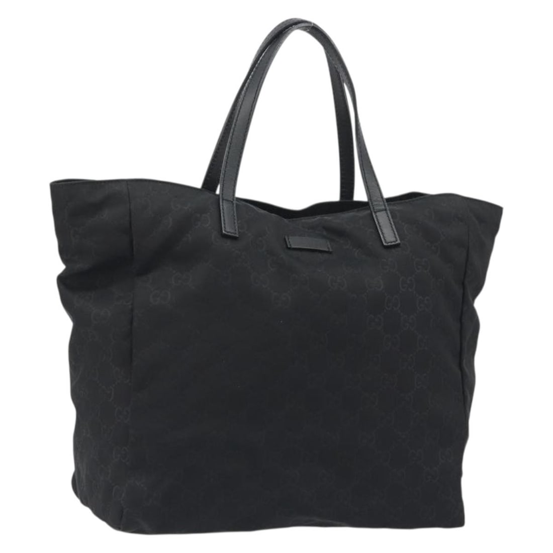 Gucci 282439 GG Canvas Nylon Tote Handbag Black Gold: Gucci 282439 GG Canvas Nylon Tote Handbag Black Gold Gucci tote bag in black and gold nylon/GG canvas, made in Italy. The bag measures approximately 30 cm wide, 26 cm high, and 15 cm deep, with a hand