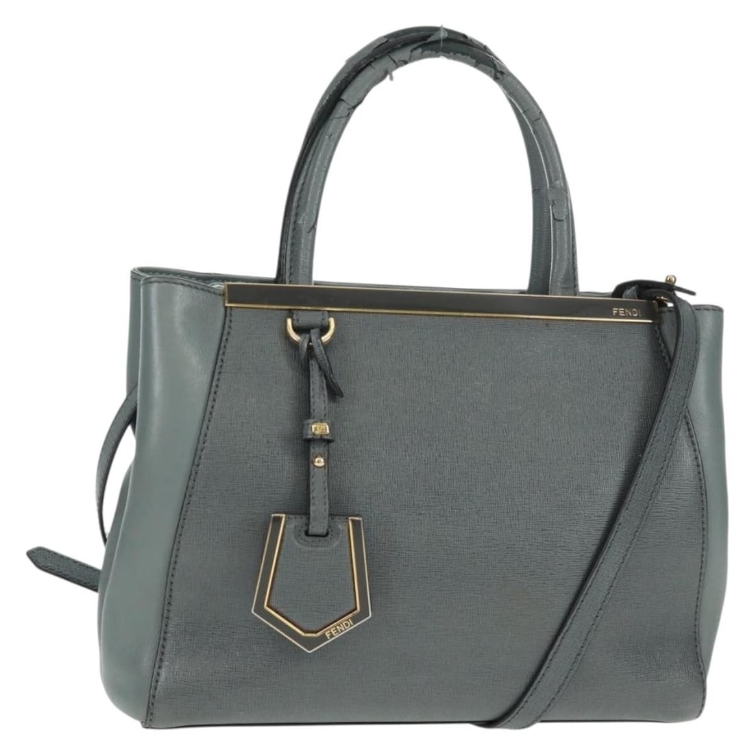 Fendi To Joule Gray Gold Leather 2way Handbag with Shoulder Strap: Fendi To Joule Gray Gold Leather 2way Handbag with Shoulder Strap This FENDI To Joule 2-way handbag features a gray and gold leather exterior, offering versatility with both top handle and shoulder st