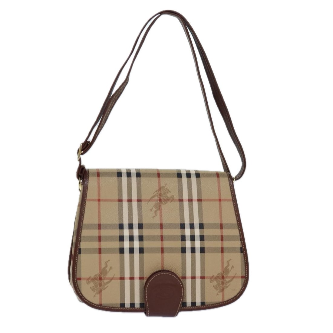 Burberrys Nova Check PVC Leather Shoulder Bag Beige England: Burberrys Nova Check PVC Leather Shoulder Bag Beige England A Burberrys Nova Check shoulder bag in beige PVC leather, made in England. The bag measures approximately W26 x H19 x D6 cm, with a shoulder