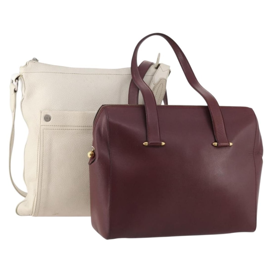 Set of 2 Bally Leather Shoulder Bags Bordeaux and White Women's (1 of 17)