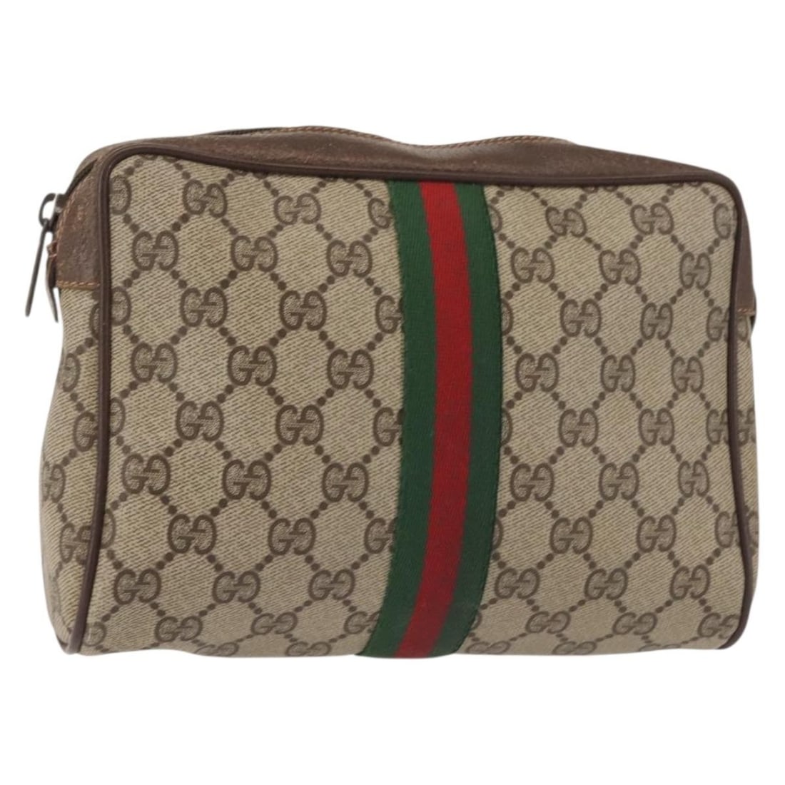 GUCCI GG Supreme Sherry Line Beige PVC Clutch Bag 156 01 012 Authentic: GUCCI GG Supreme Sherry Line Beige PVC Clutch Bag 156 01 012 Authentic This authentic GUCCI GG Supreme Web Sherry Line Clutch Bag is a stylish accessory crafted from durable PVC leather in a chic beig