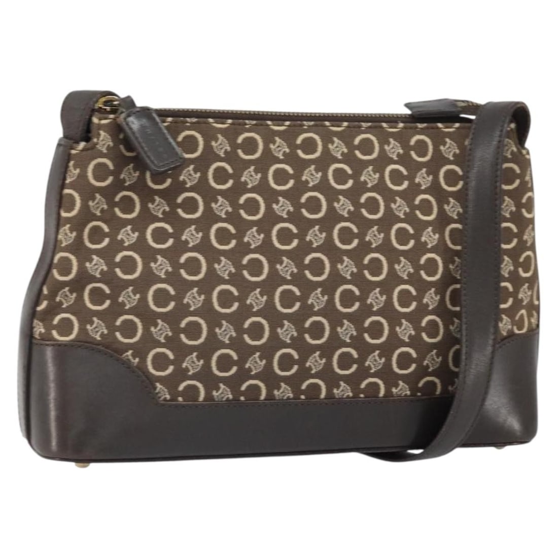 Celine C Macadam Brown Canvas Shoulder Bag Gold Tone Hardware: Celine C Macadam Brown Canvas Shoulder Bag Gold Tone Hardware This is a CELINE C Macadam canvas shoulder bag in brown and gold tones. Crafted in Italy, it features the signature C Macadam canvas exter