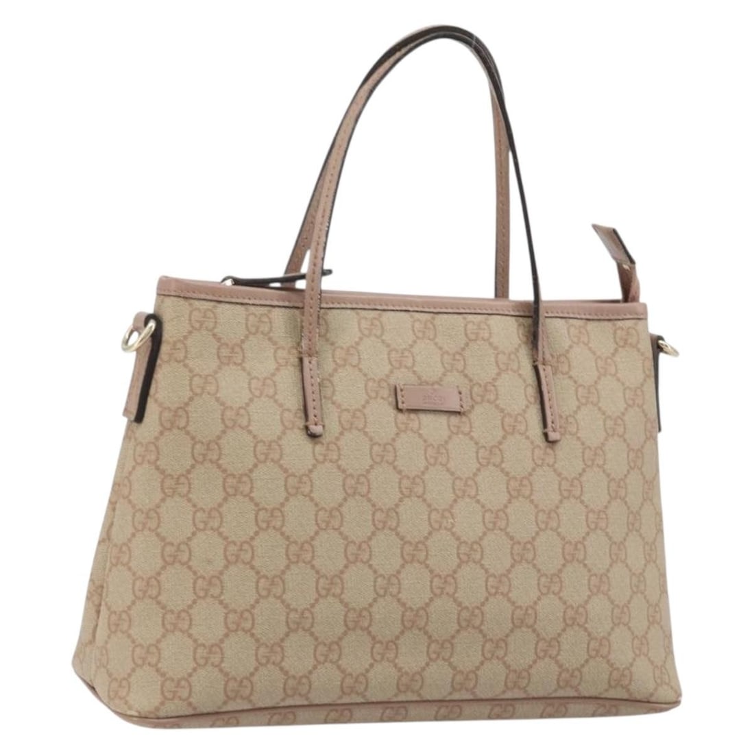 Gucci 353440 GG Supreme PVC Leather Tote in Beige Gold: Gucci 353440 GG Supreme PVC Leather Tote in Beige Gold Gucci GG Supreme tote bag in beige and gold, made in Italy from PVC leather and GG canvas. This pre-owned bag is offered in heavily used conditio