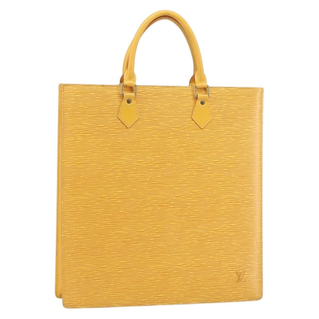 Louis Vuitton Epi Leather Sac Plat Yellow M52079 Tote Bag from France: Louis Vuitton Epi Leather Sac Plat Yellow M52079 Tote Bag from France This LOUIS VUITTON Sac Plat handbag in yellow Epi leather features a structured silhouette with dual handles and is crafted in Fra