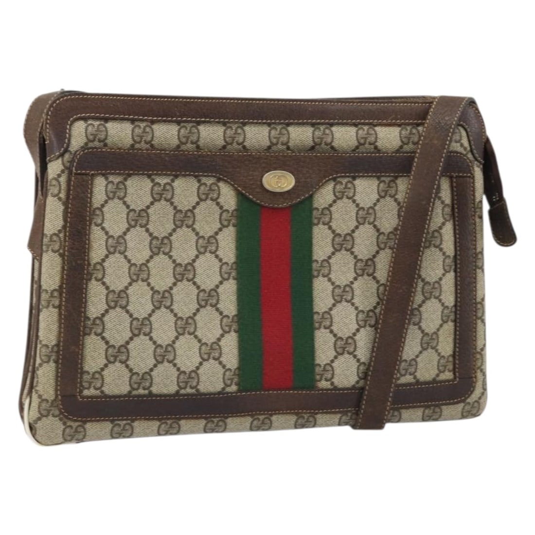 Gucci GG Supreme Sherry Line Beige PVC Shoulder Bag 010 378 Italy: Gucci GG Supreme Sherry Line Beige PVC Shoulder Bag 010 378 Italy This GUCCI GG Supreme Web Sherry Line shoulder bag features a beige and gold color scheme with PVC leather and GG canvas exterior mate